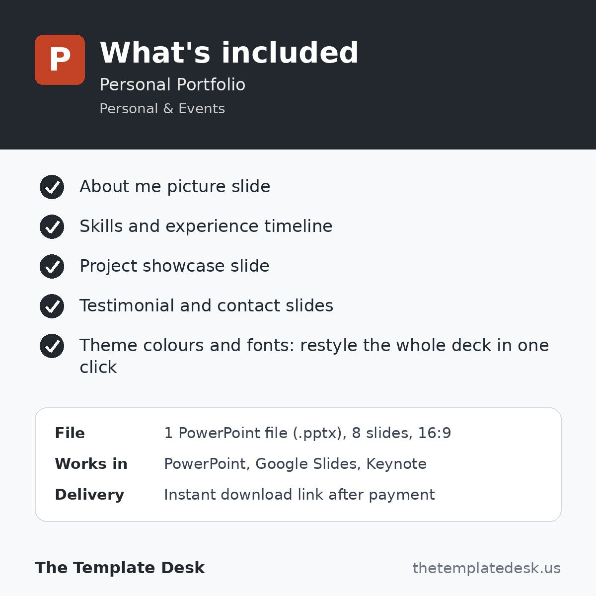Personal Portfolio – what's included