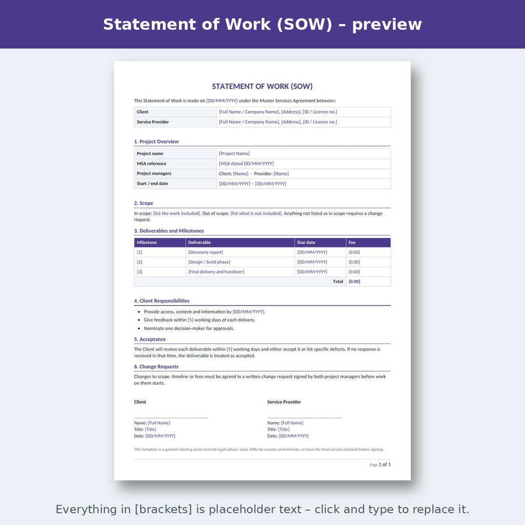Statement of Work (SOW) – preview