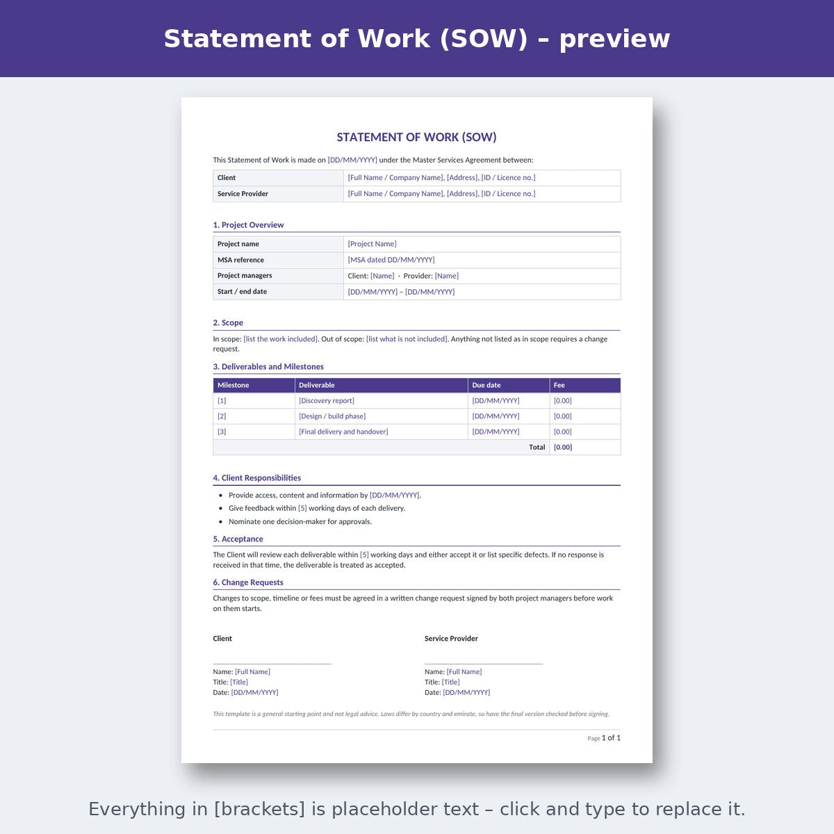 Statement of Work (SOW) – preview