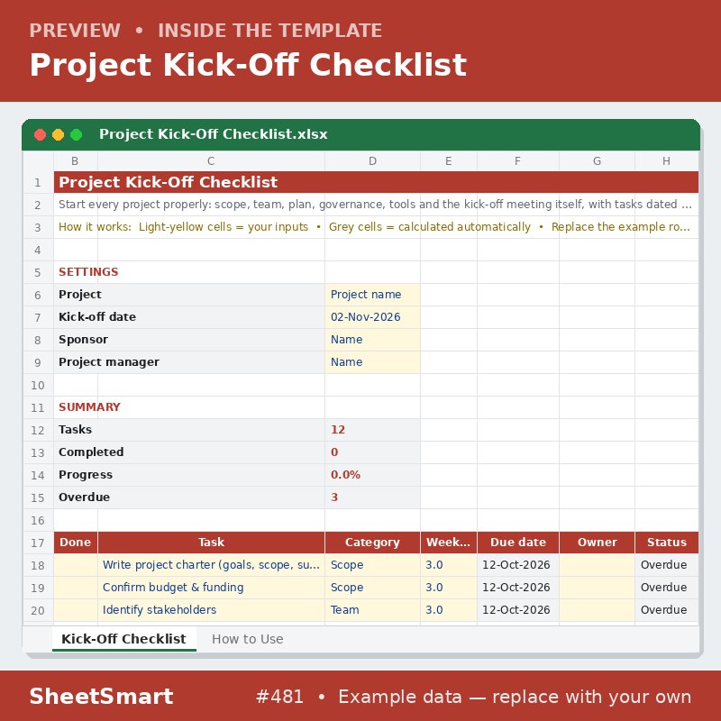 Project Kick-Off Checklist – sheet preview