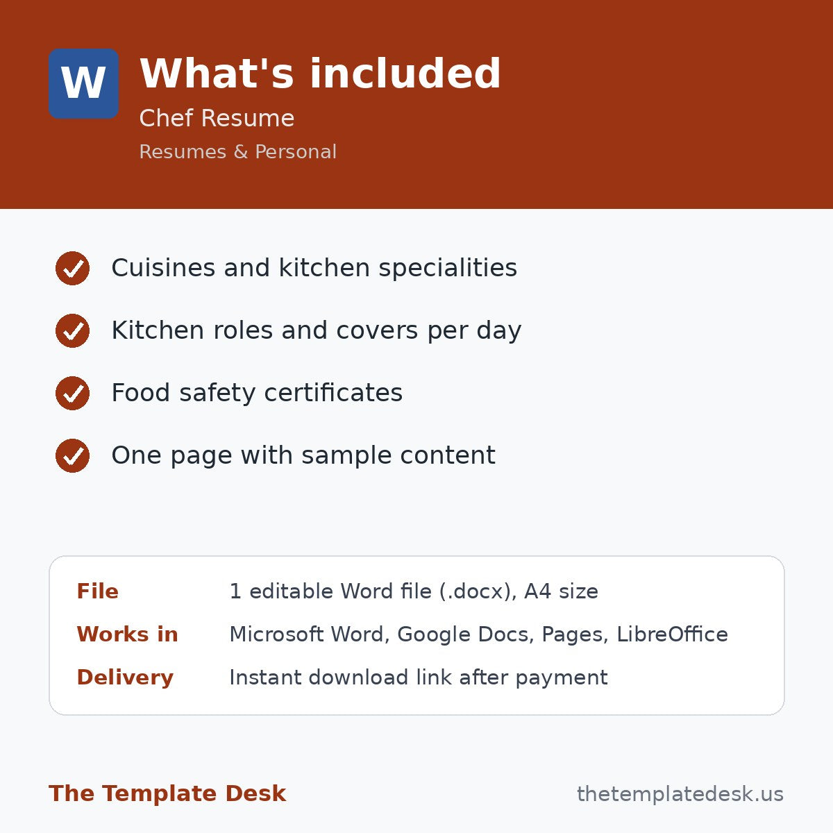 Chef Resume – what's included