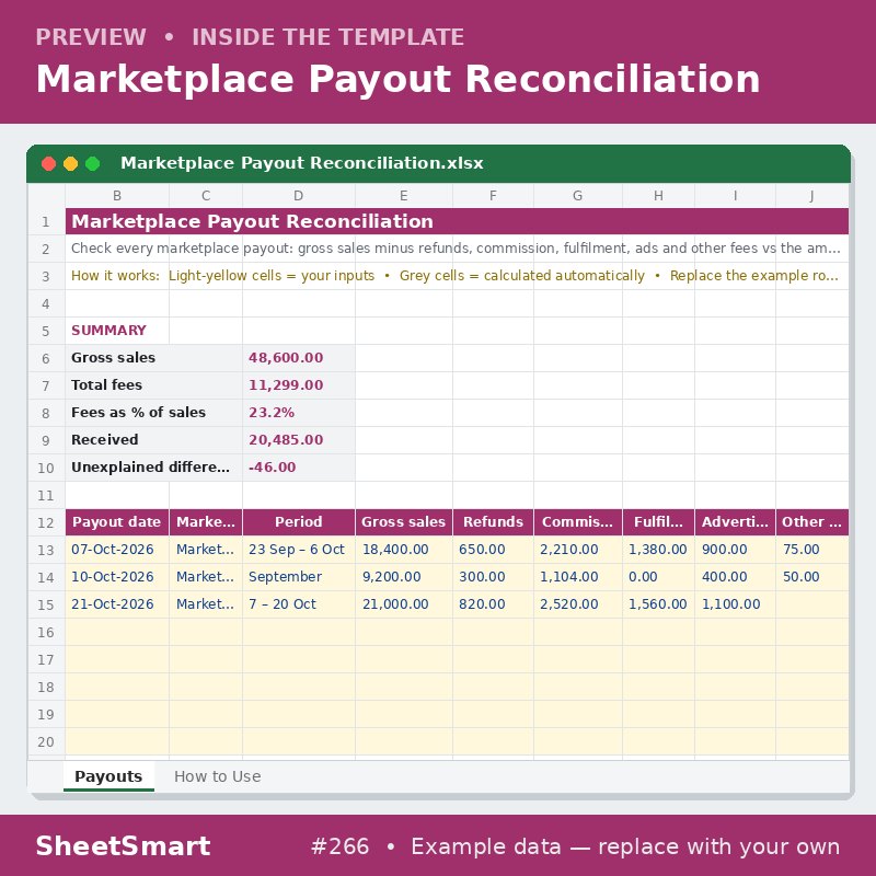 Marketplace Payout Reconciliation – sheet preview
