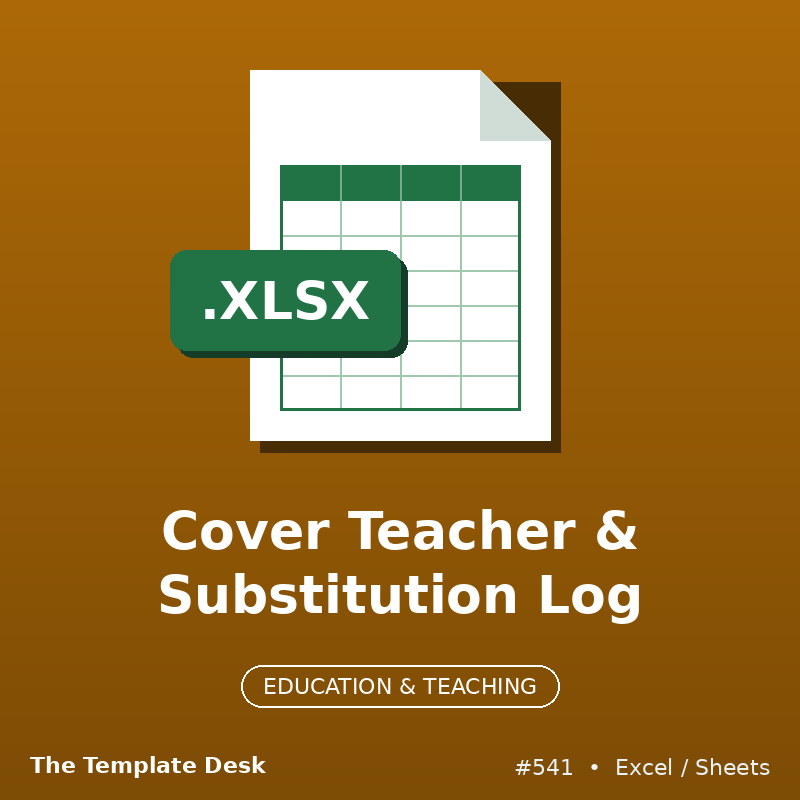 Cover Teacher & Substitution Log – Excel template