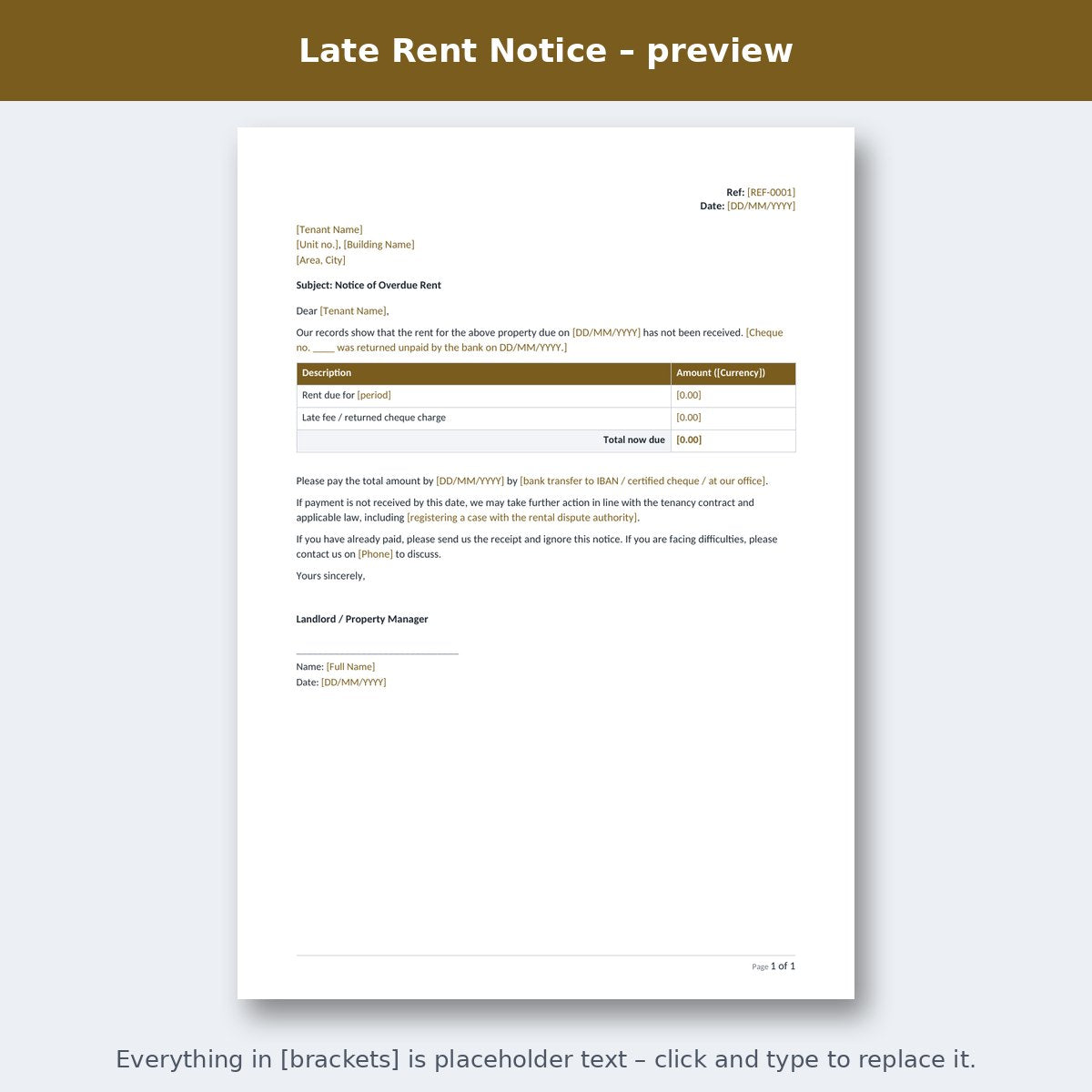 Late Rent Notice – preview