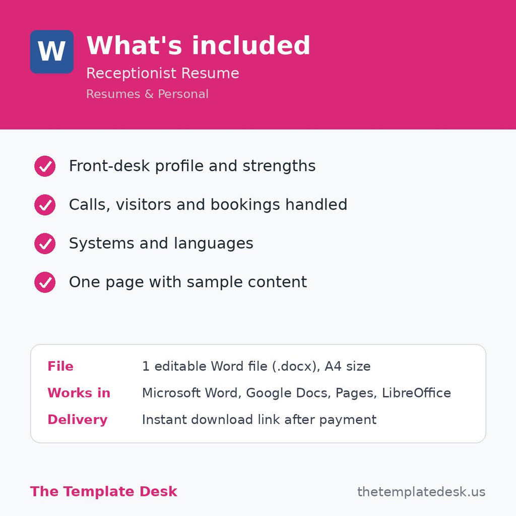 Receptionist Resume – what's included