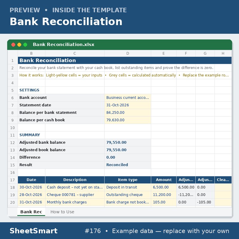 Bank Reconciliation – sheet preview