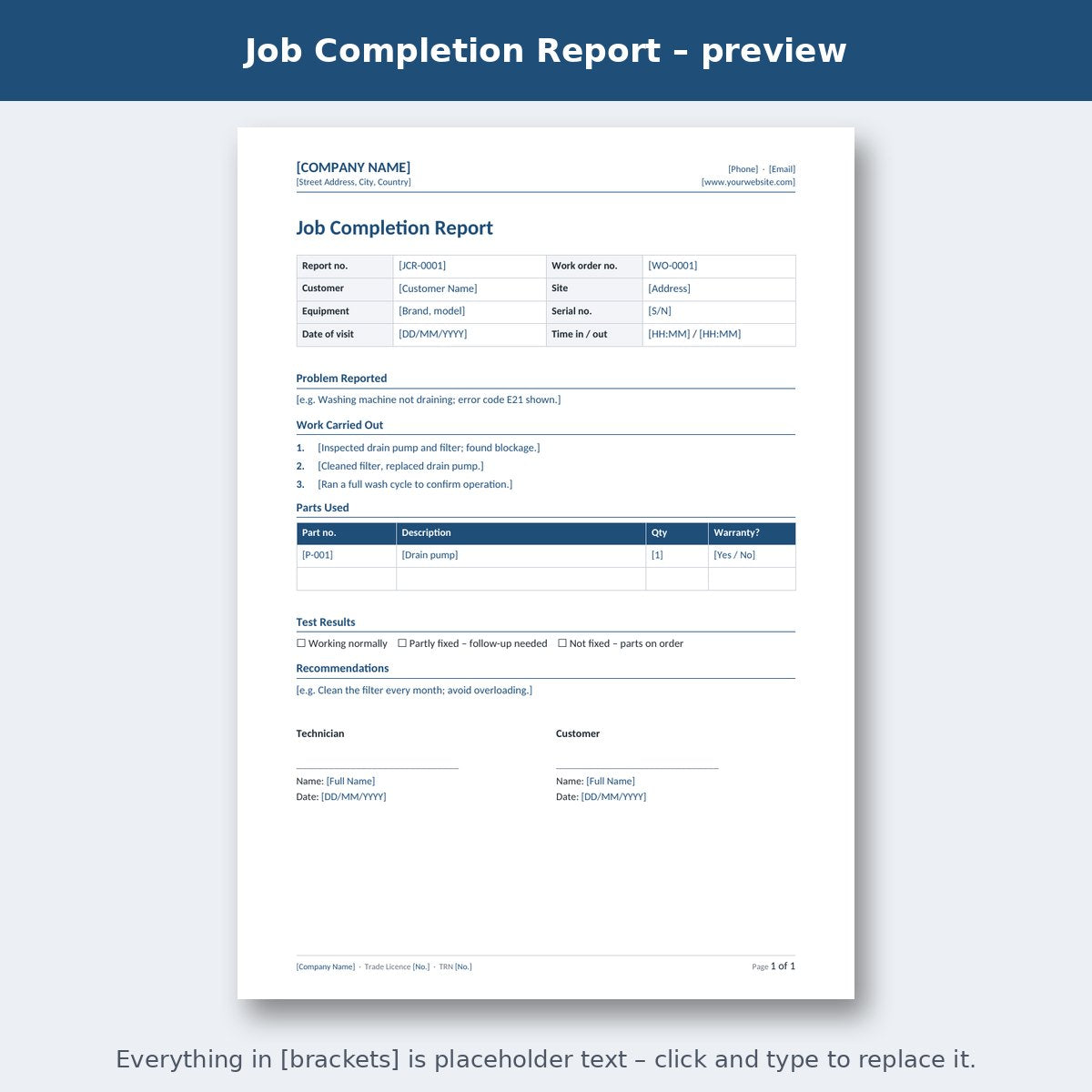 Job Completion Report – preview