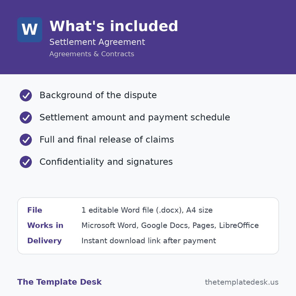 Settlement Agreement – what's included