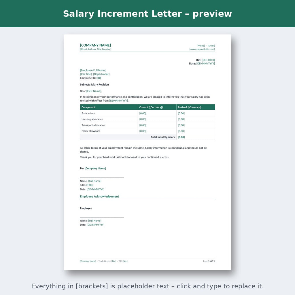 Salary Increment Letter – preview