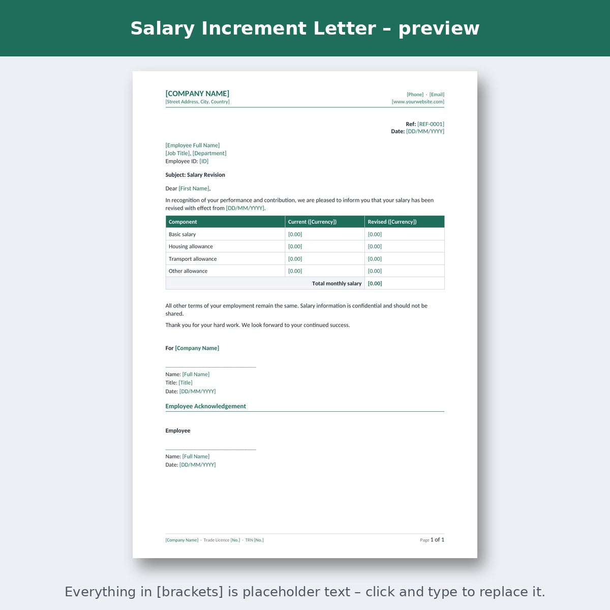 Salary Increment Letter – preview