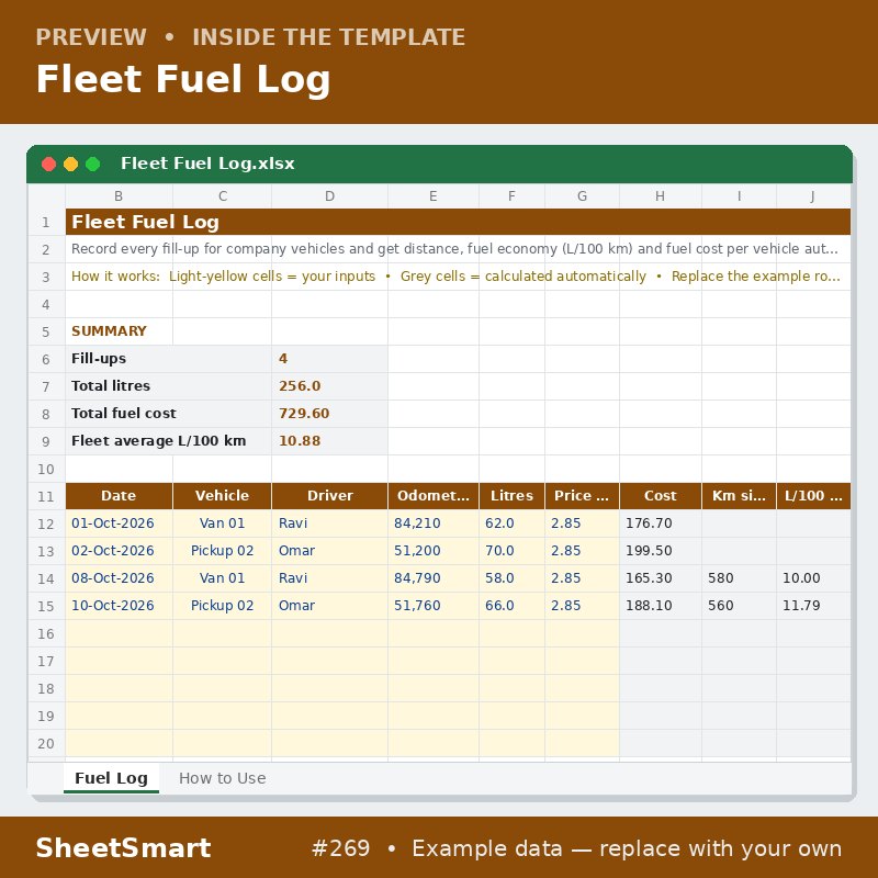 Fleet Fuel Log – sheet preview