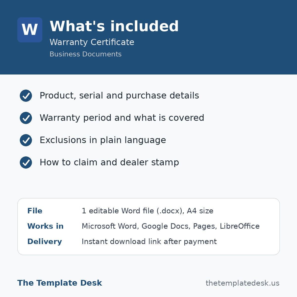 Warranty Certificate – what's included