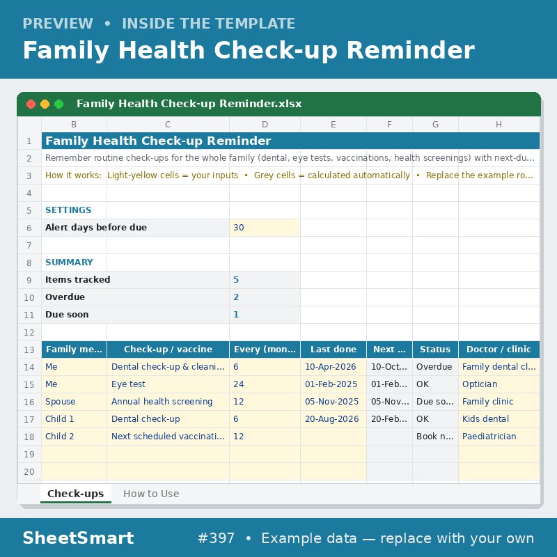 Family Health Check-up Reminder – sheet preview