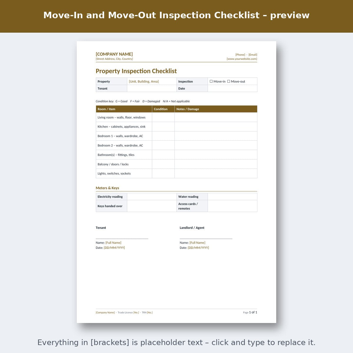 Move-In and Move-Out Inspection Checklist – preview
