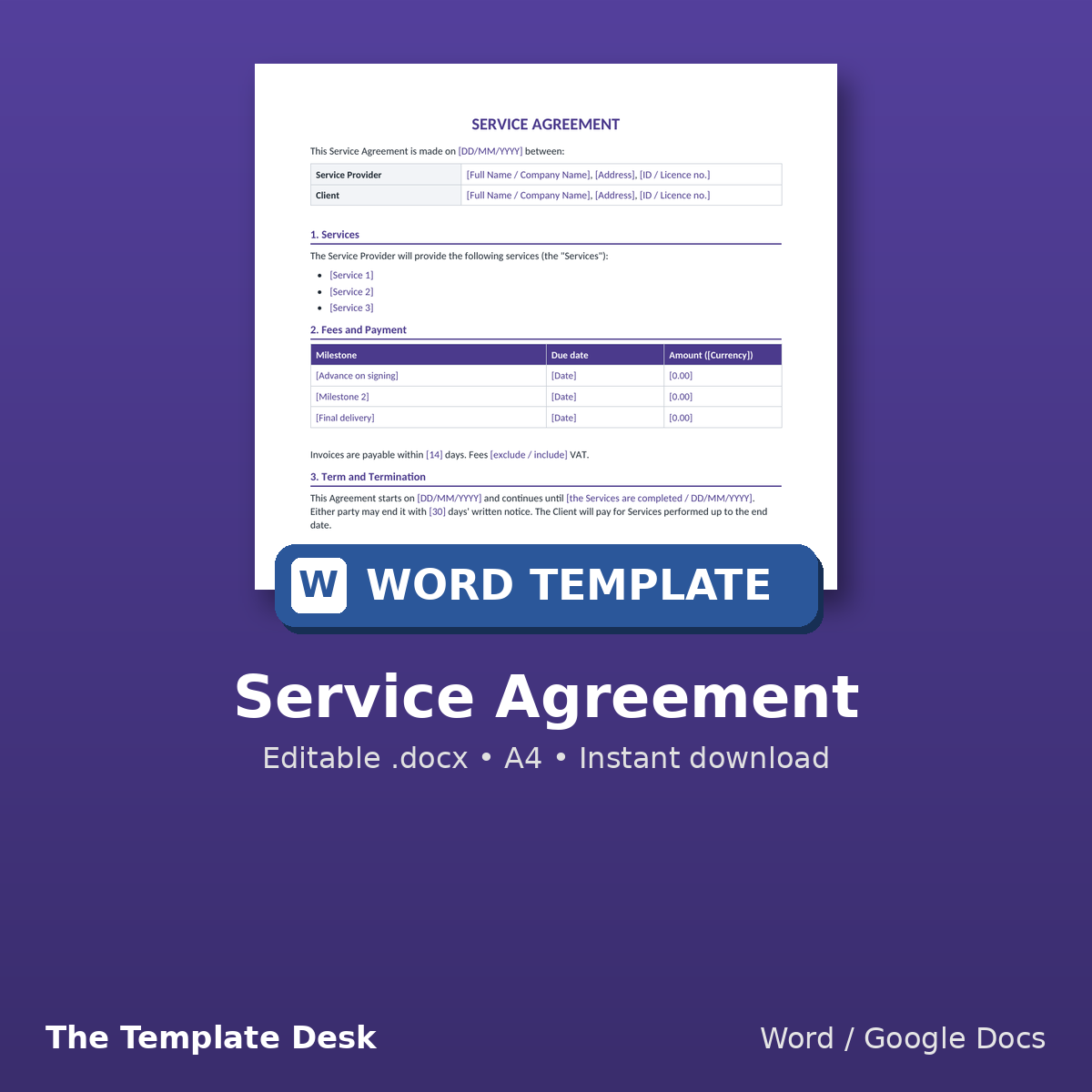 Service Agreement – cover