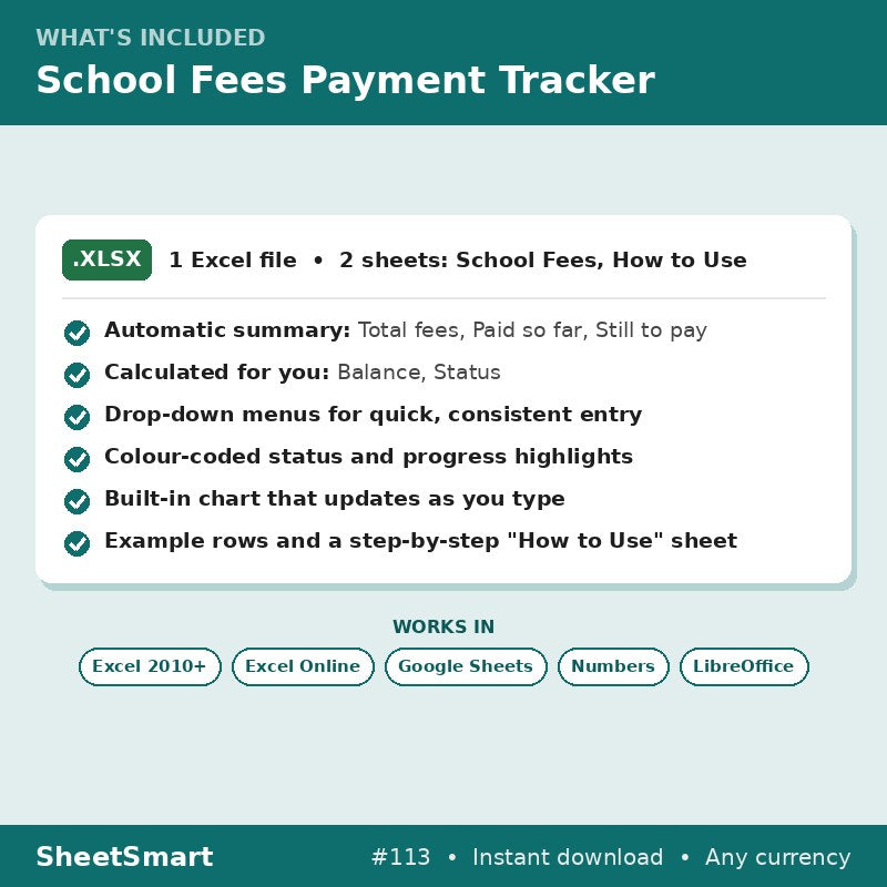 School Fees Payment Tracker – what's included
