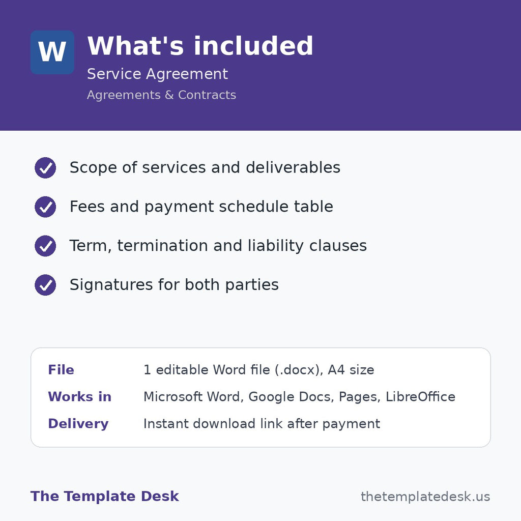 Service Agreement – what's included