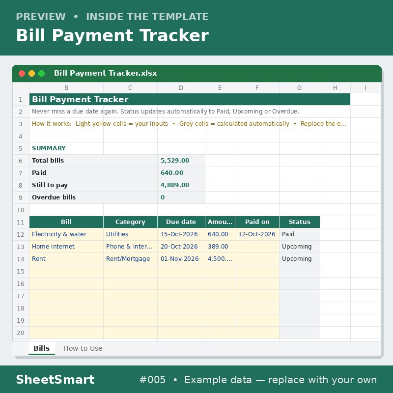 Bill Payment Tracker – sheet preview