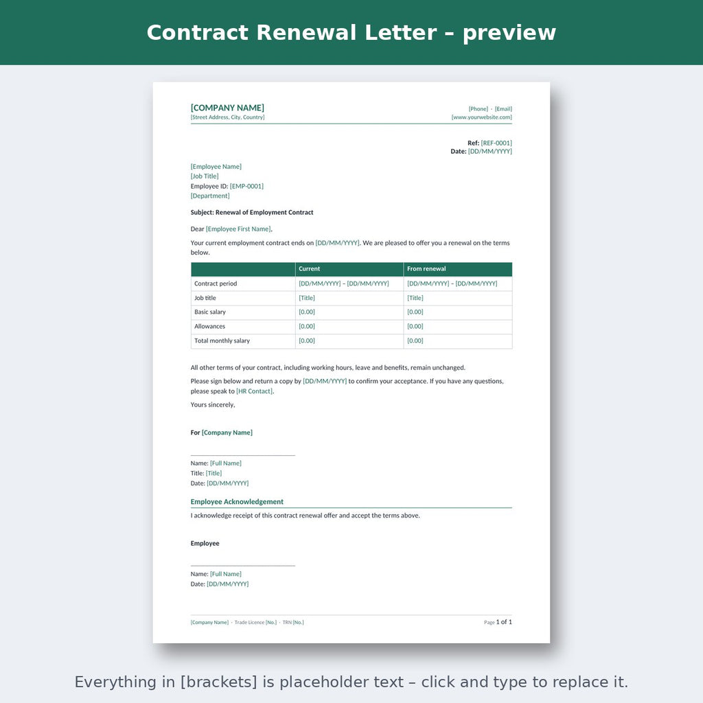 Contract Renewal Letter – preview
