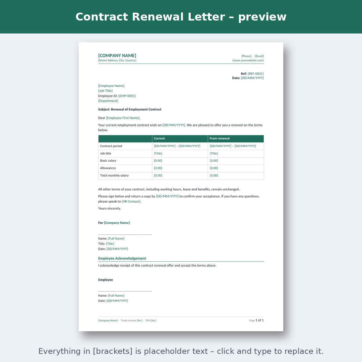 Contract Renewal Letter – preview