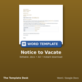 Notice to Vacate – cover