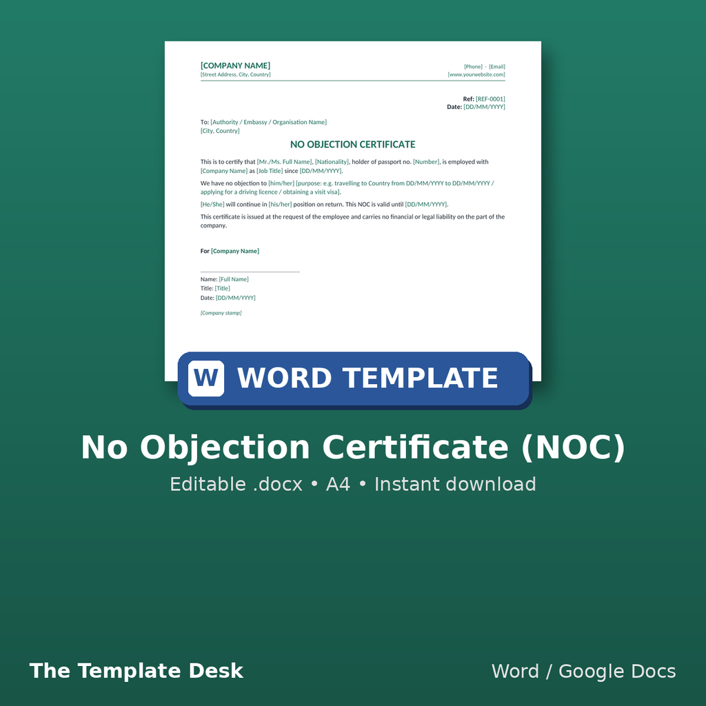 No Objection Certificate (NOC) – cover