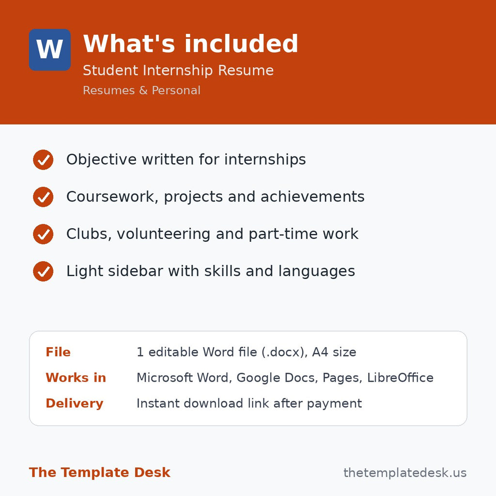 Student Internship Resume – what's included
