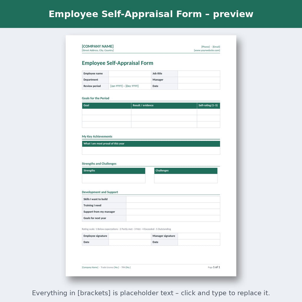 Employee Self-Appraisal Form – preview