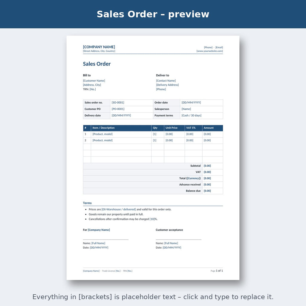 Sales Order – preview
