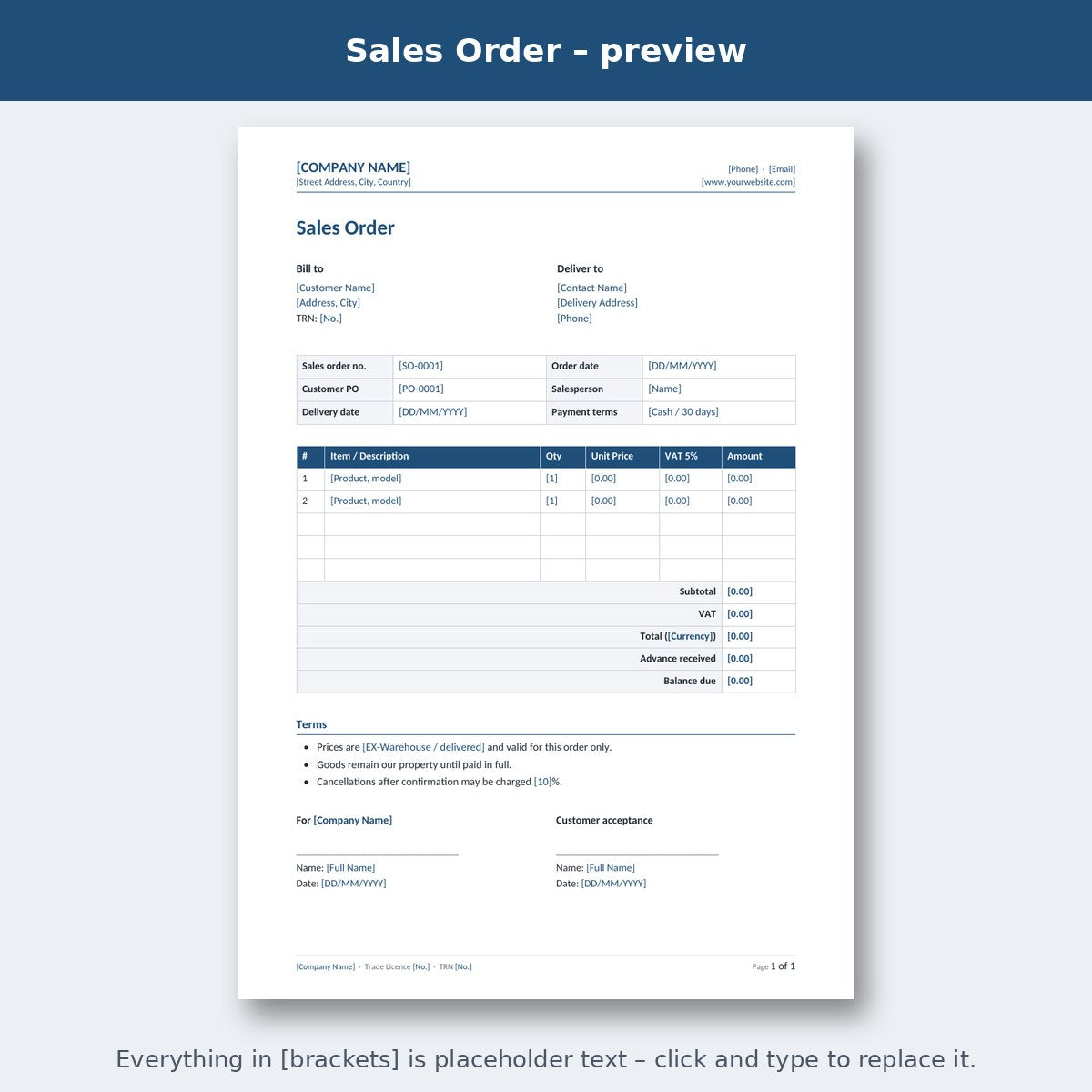Sales Order – preview