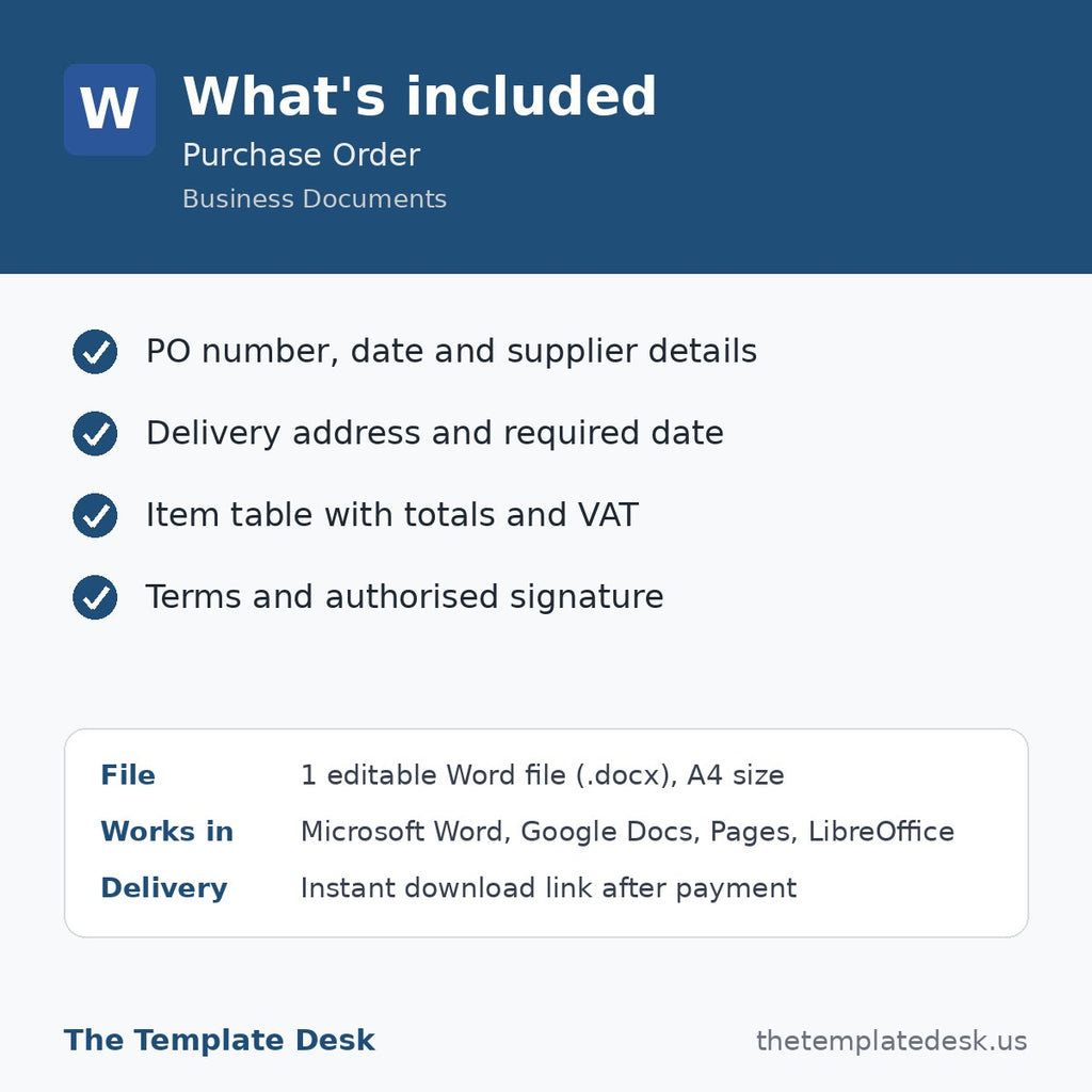 Purchase Order – what's included