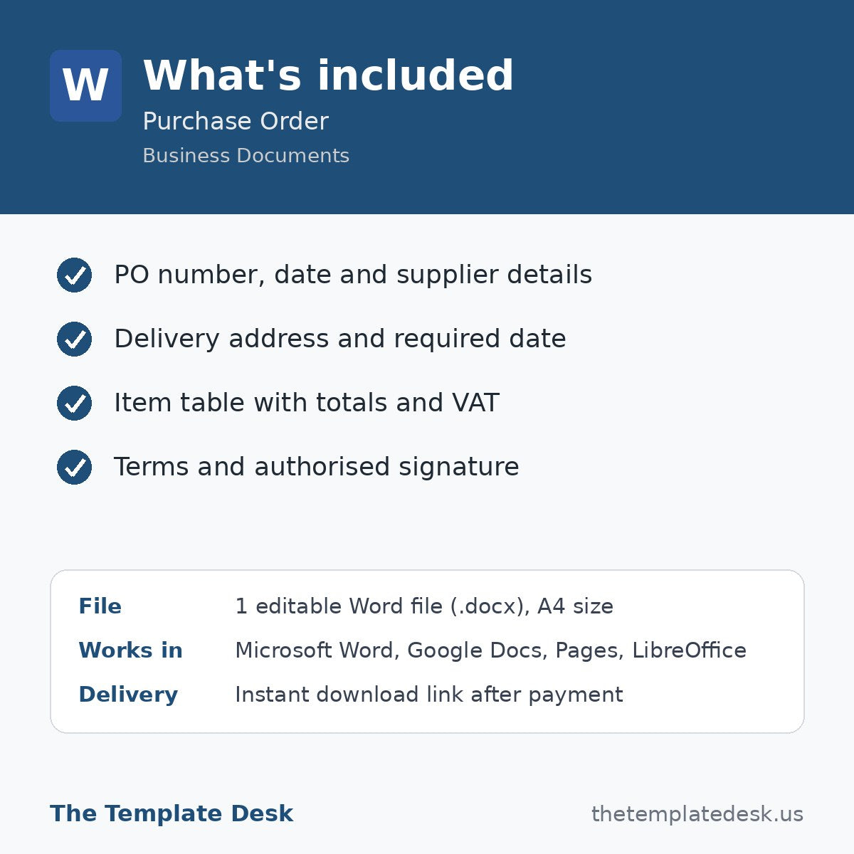 Purchase Order – what's included