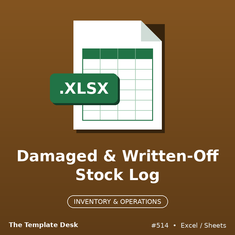 Damaged & Written-Off Stock Log – Excel template