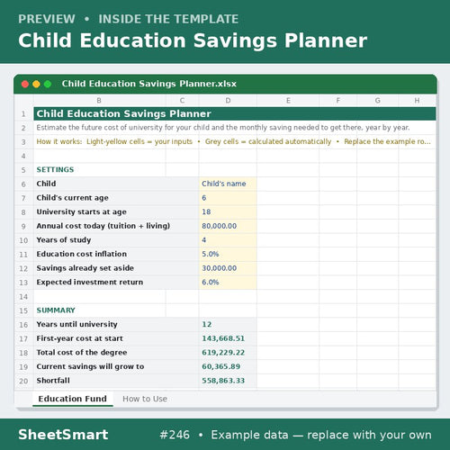 Child Education Savings Planner – sheet preview