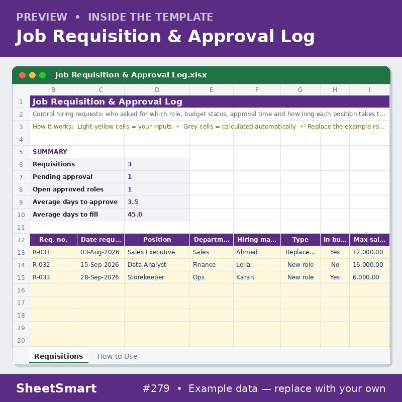 Job Requisition & Approval Log – sheet preview