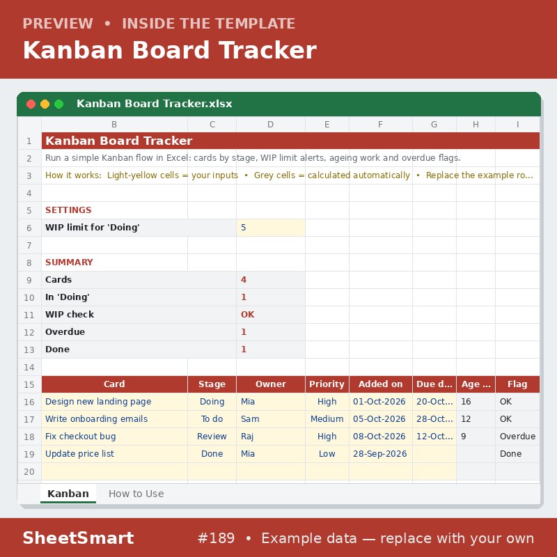 Kanban Board Tracker – sheet preview