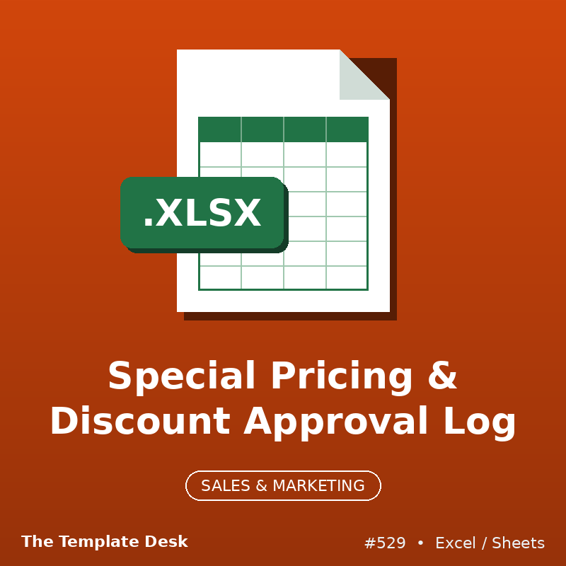 Special Pricing & Discount Approval Log – Excel template