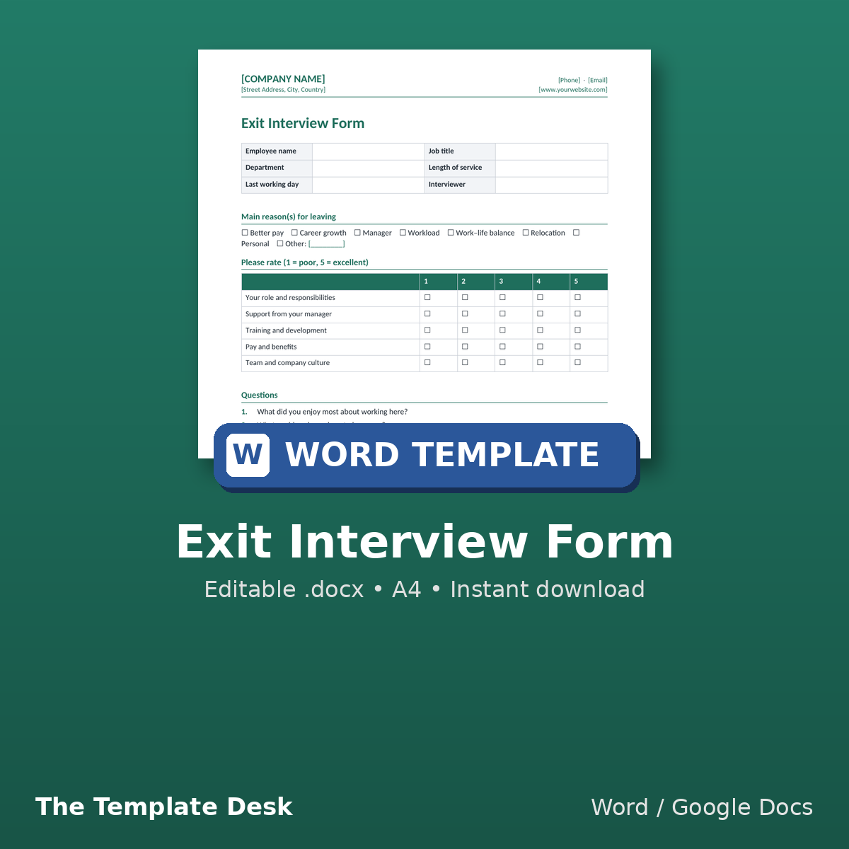 Exit Interview Form – cover