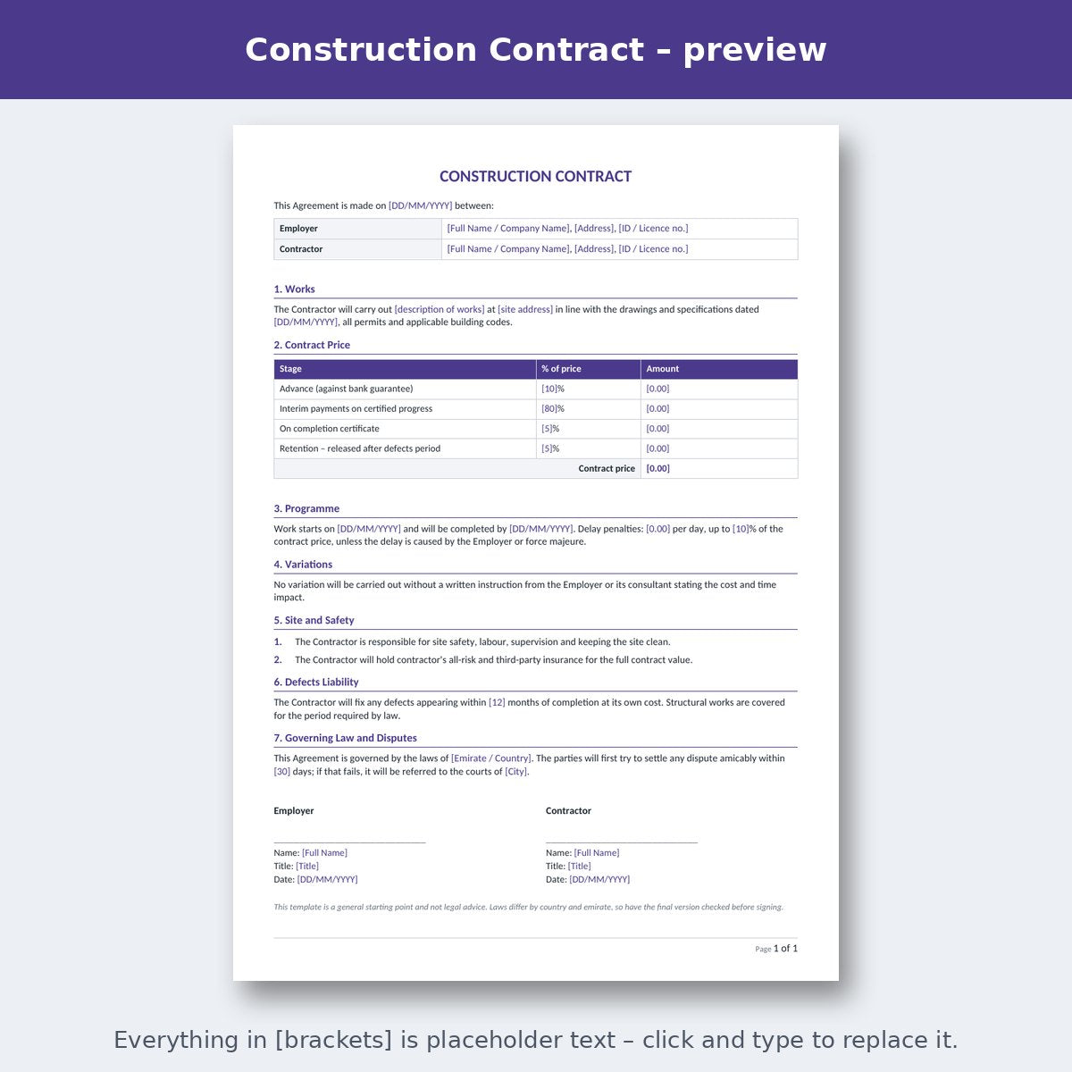 Construction Contract – preview
