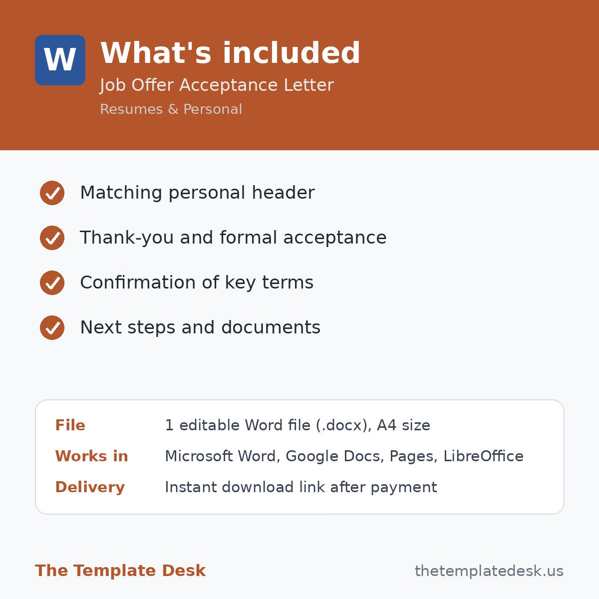 Job Offer Acceptance Letter – what's included