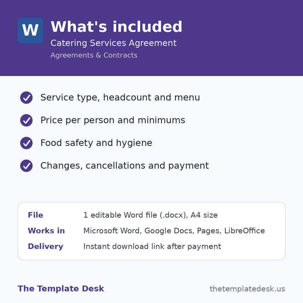 Catering Services Agreement – what's included