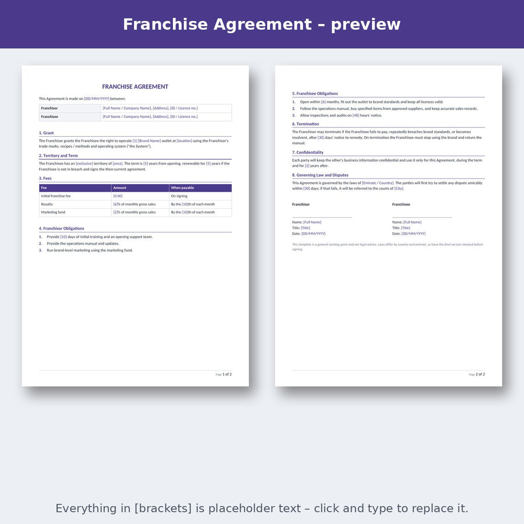 Franchise Agreement – preview