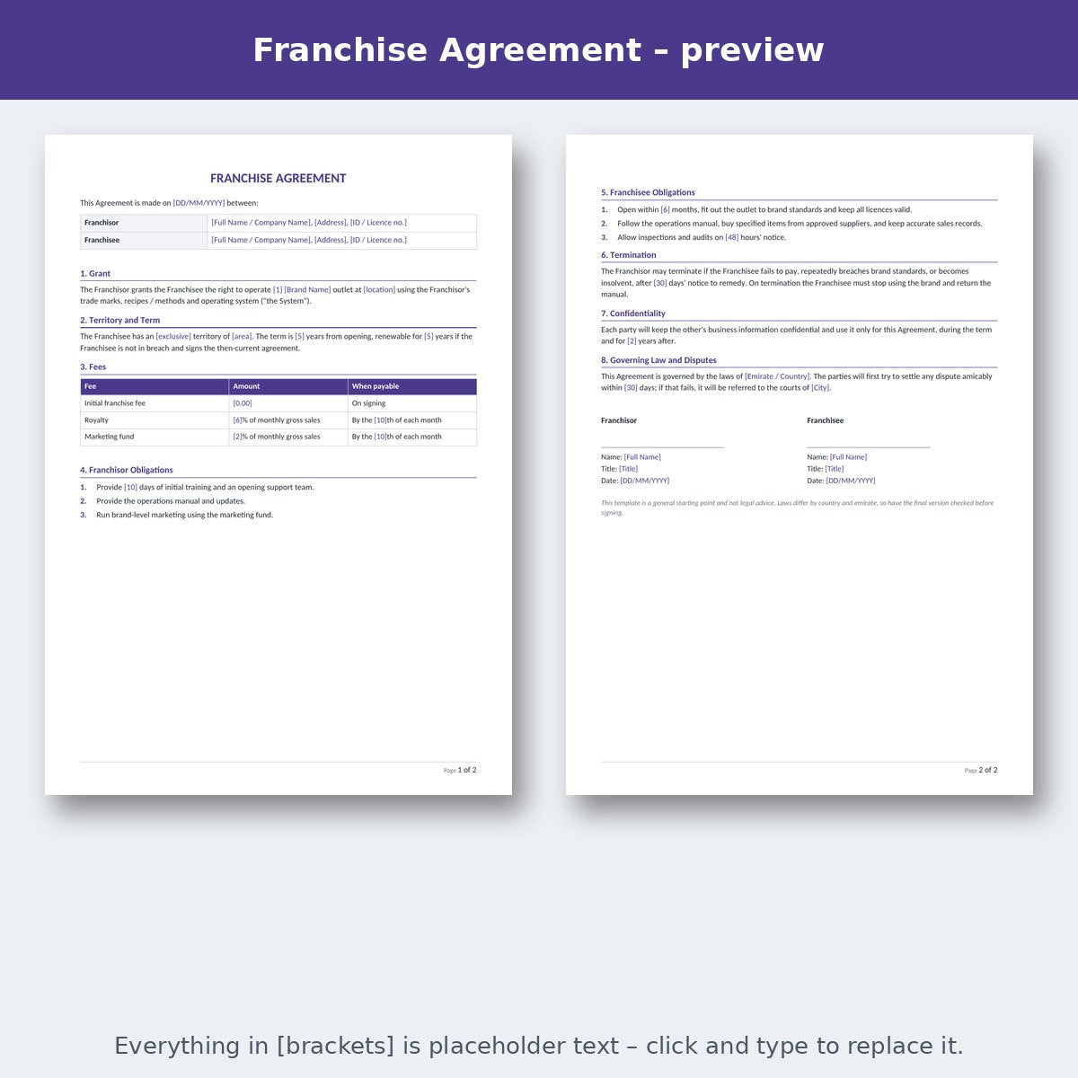 Franchise Agreement – preview