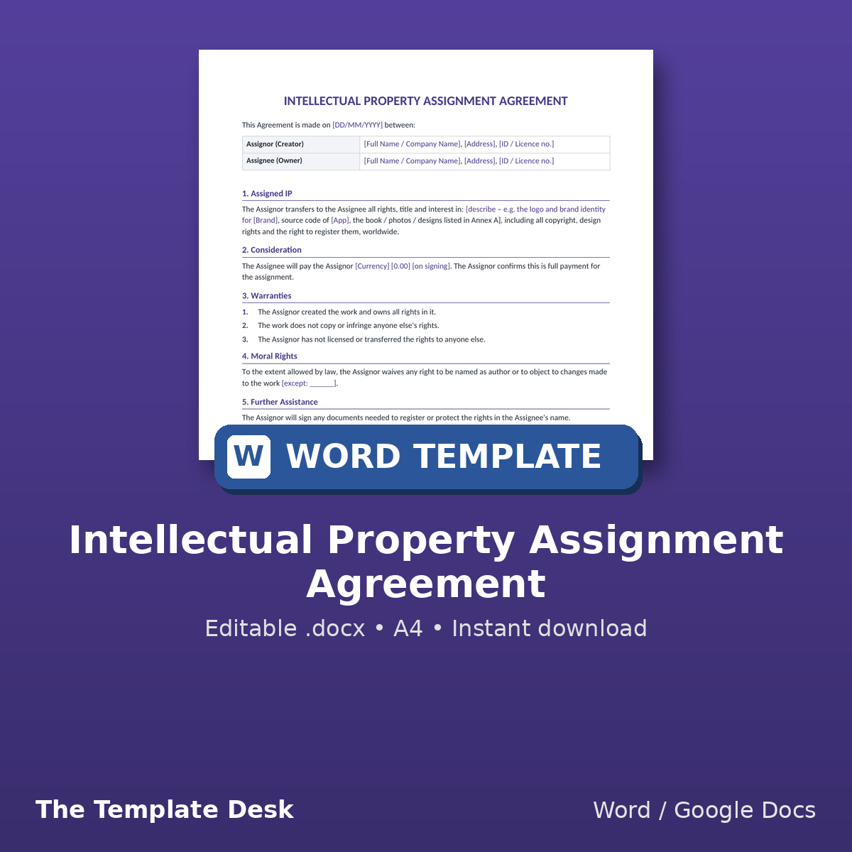 Intellectual Property Assignment Agreement – cover