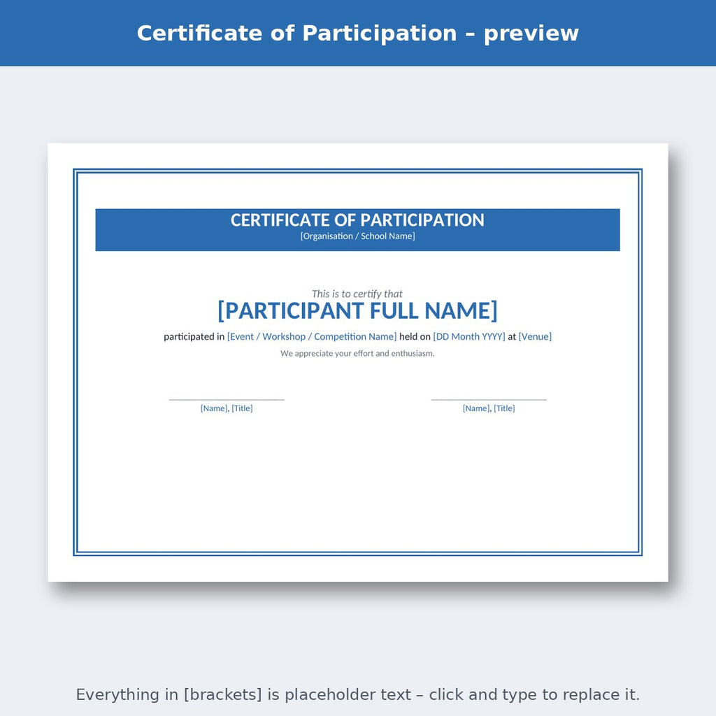 Certificate of Participation – preview