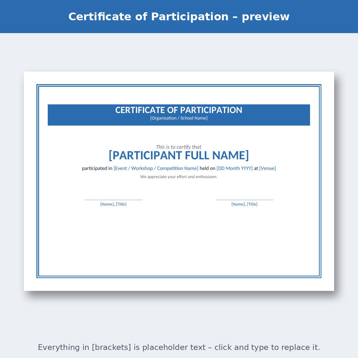 Certificate of Participation – preview