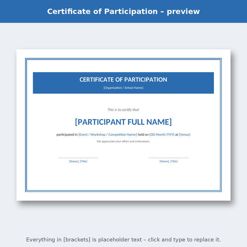 Certificate of Participation – preview