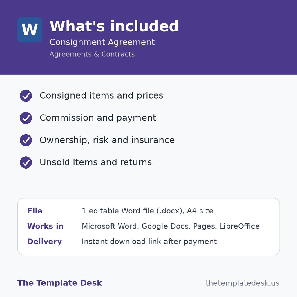 Consignment Agreement – what's included