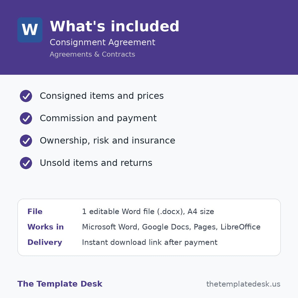Consignment Agreement – what's included