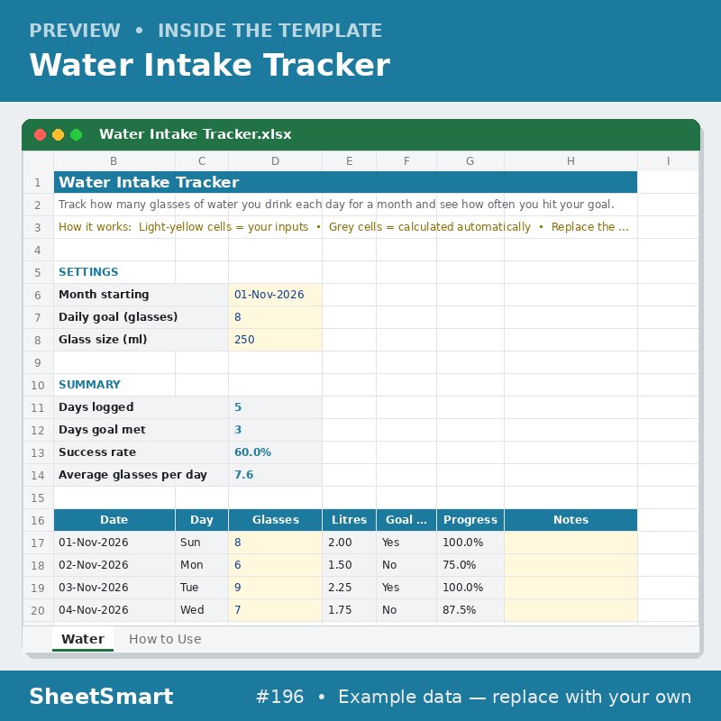 Water Intake Tracker – sheet preview
